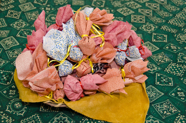 tobacco wrapped as gifts piled into a basket