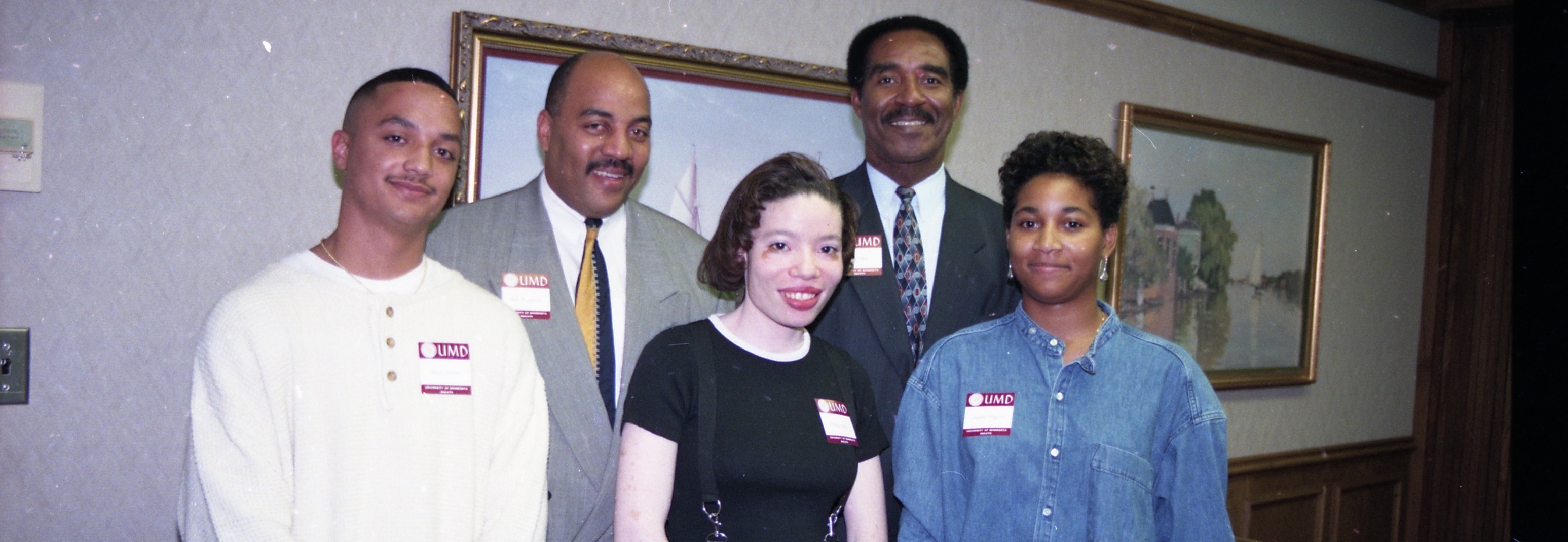 Two student scholarship recipients, Jason Holmes and Tiffany Day, with Saadia Wiggins, Ken Foxworth and Harry Oden.