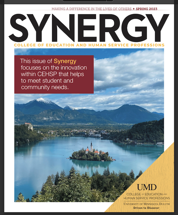 Cover image of Synergy newsletter 2023 with an image of Lake Bled in Slovenia surrounded by the Julian Alps