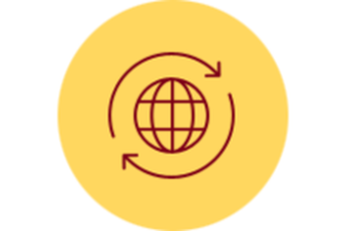 illustration of globe with turning arrows surrounding it