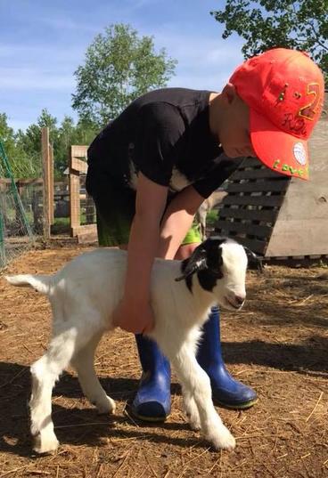 Child with goat at Little Barnyard Playschool