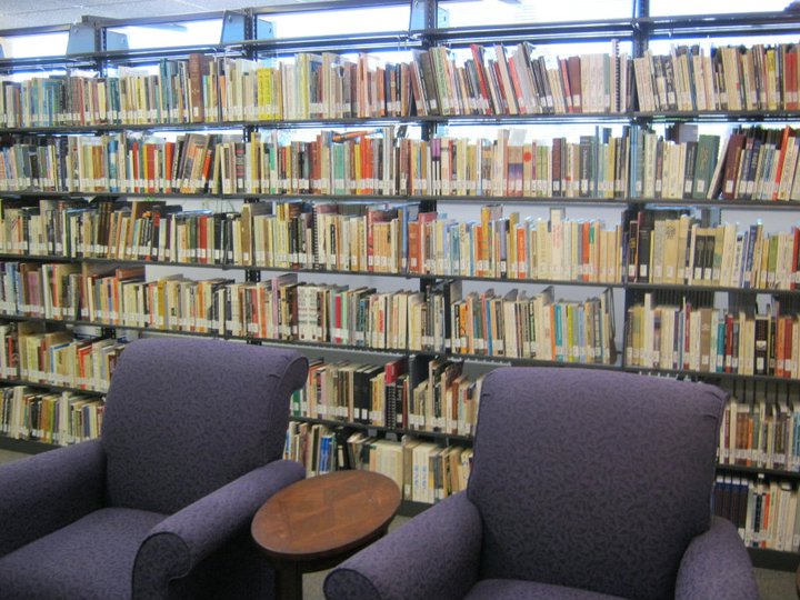 library books on shelves